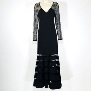 Venus Illusion Hem Maxi Dress Sz 10/12 Lace Sleeves Fairy Whimsy Witchy Goth